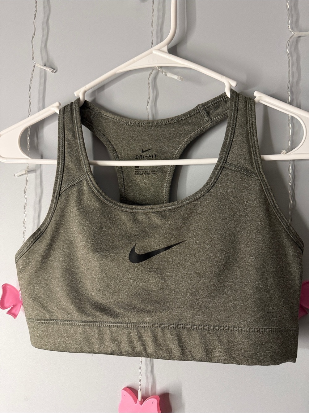 Nike Heather grey Dri-FIT Racerback Sports Bra